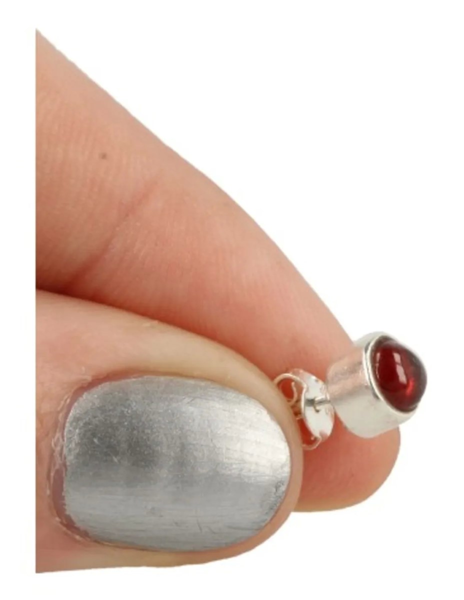 Oorstekers zilver Granaat klein - Afbeelding 3