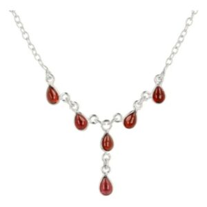 Granaat collier zilver