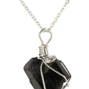 Toermalijn zwart edelsteenhanger wire ruw