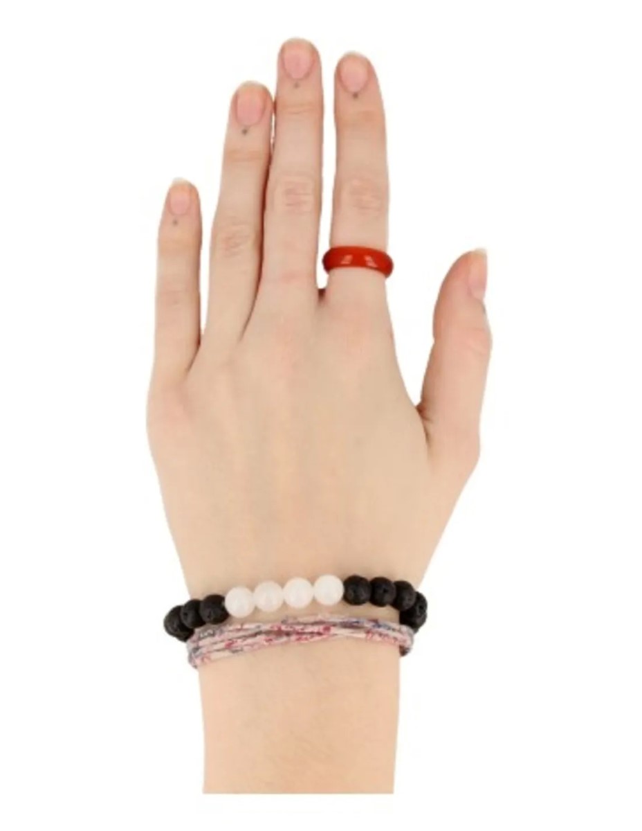 Kralenarmband Lavasteen / Jade wit - Afbeelding 2