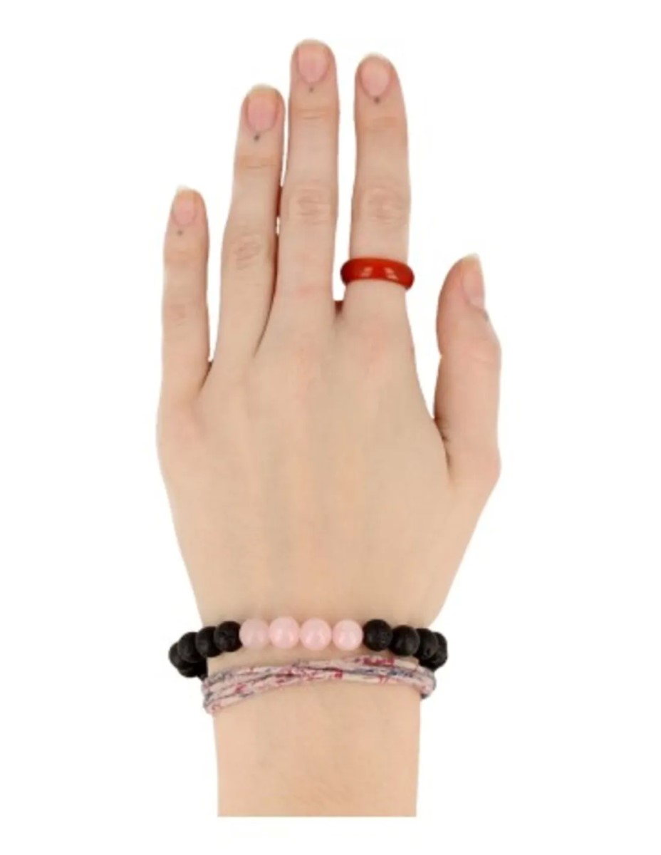 Kralenarmband Lavasteen / Roze kwarts - Afbeelding 2