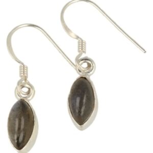 Labradoriet oorbellen markies in zilver