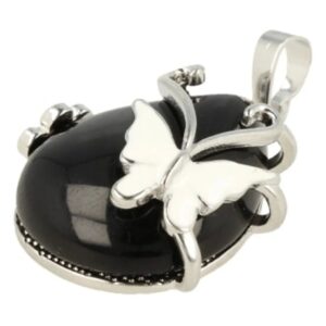 Obsidiaan zwart vlinder druppel hanger