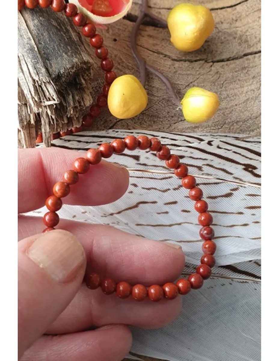 Jaspis rood kralen kinderarmbandje 4 mm - Afbeelding 2