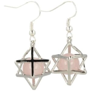 Roze kwarts oorbellen merkabah