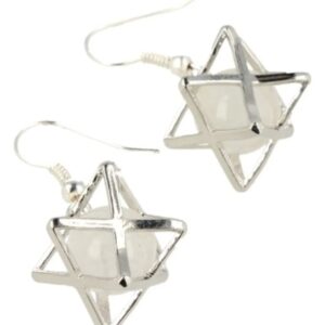 Bergkristal oorbellen merkabah