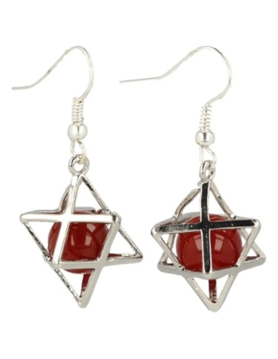 Carneool oorbellen merkabah