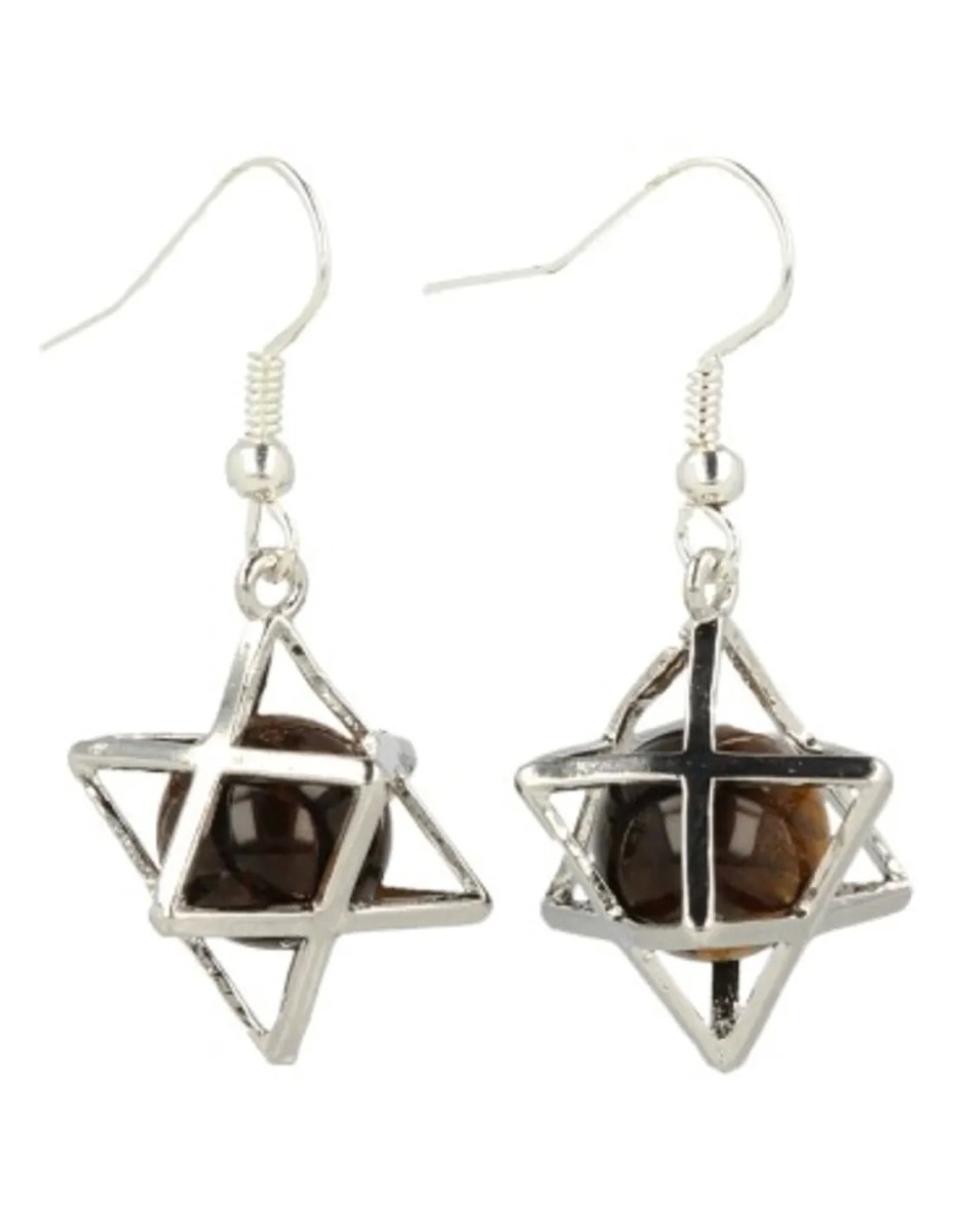 Tijgeroog oorbellen merkabah