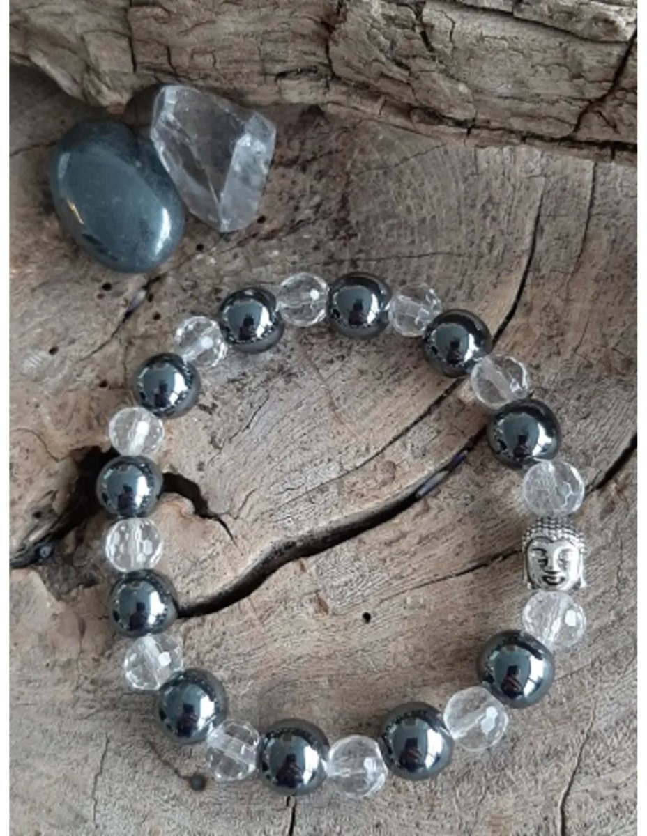 Kralenarmband boeddha mannen Hematiet / transparant - Afbeelding 3