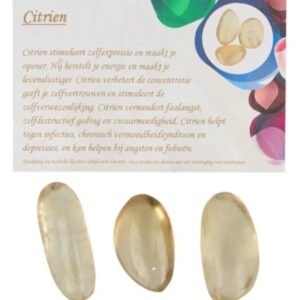 Citrien natuur 50 gr. trommelstenen (mt3) met info