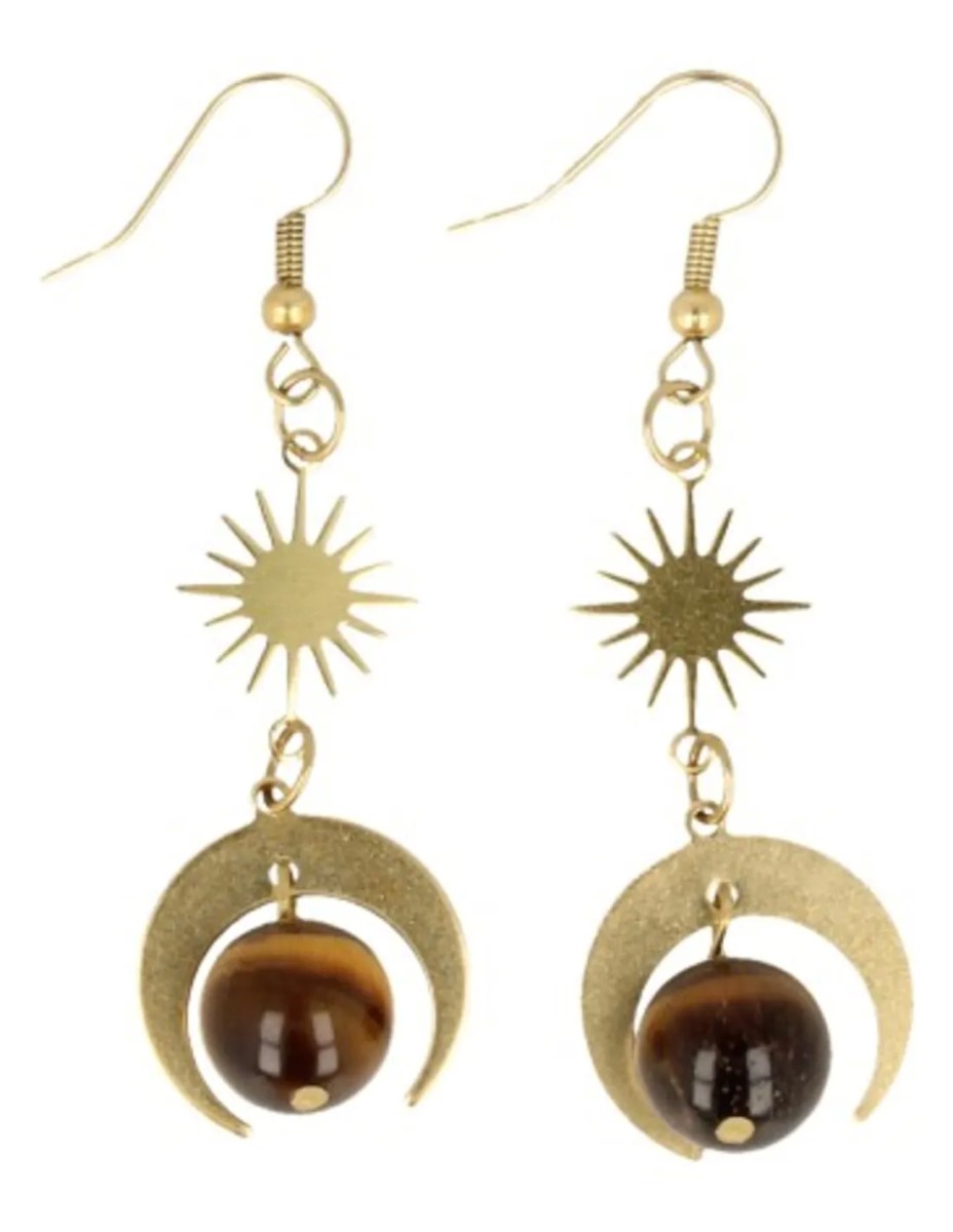 Tijgeroog oorbellen Star&Moon bol