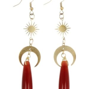 Carneool druppel oorbellen Star&Moon