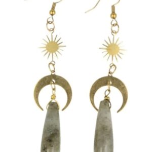 Labradoriet druppel oorbellen Star&Moon