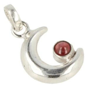 Granaat zilveren hanger maan