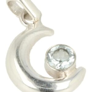 Topaas blauw zilveren hanger maan