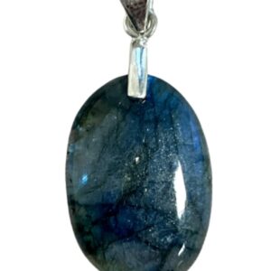 Hanger Labradoriet met zilveren oogje ovaal