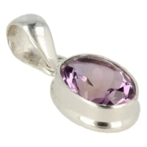 Amethist hanger facet zilver ovaal