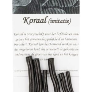 Koraal kralen zwart staafje - 6 st. (imitatie)