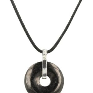 Shungit donuthanger 30 mm aan waskoord