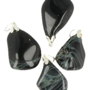 Edelsteenhanger Obsidiaan spinnenweb