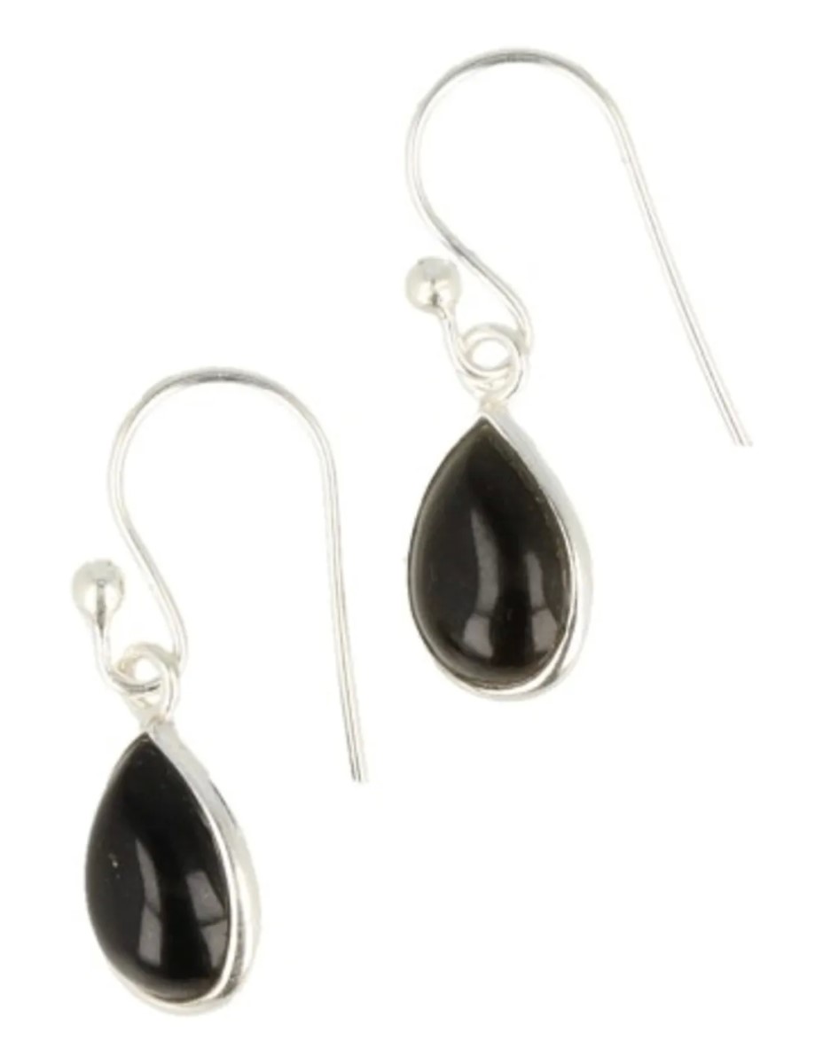 Obsidiaan zwart druppel sieraden set zilver - Afbeelding 3