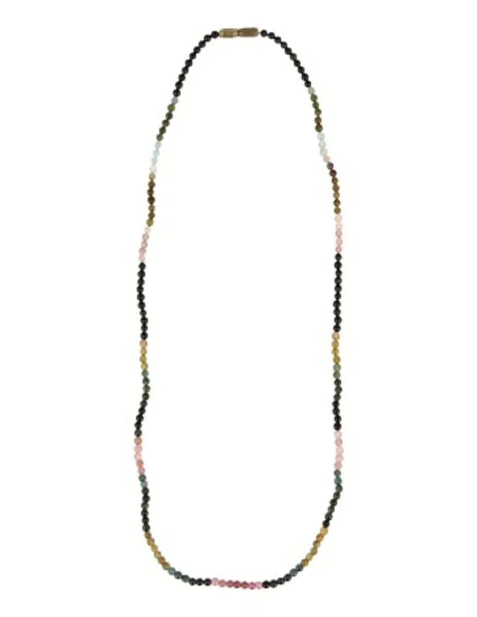 Toermalijn watermeloen collier rond 3mm