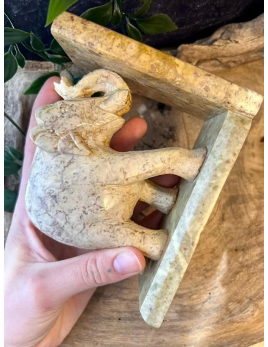 Speksteen olifant set boekensteunen 10 cm - Afbeelding 2
