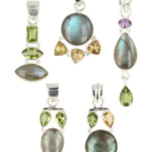 Labradoriet zilveren hanger mix stenen