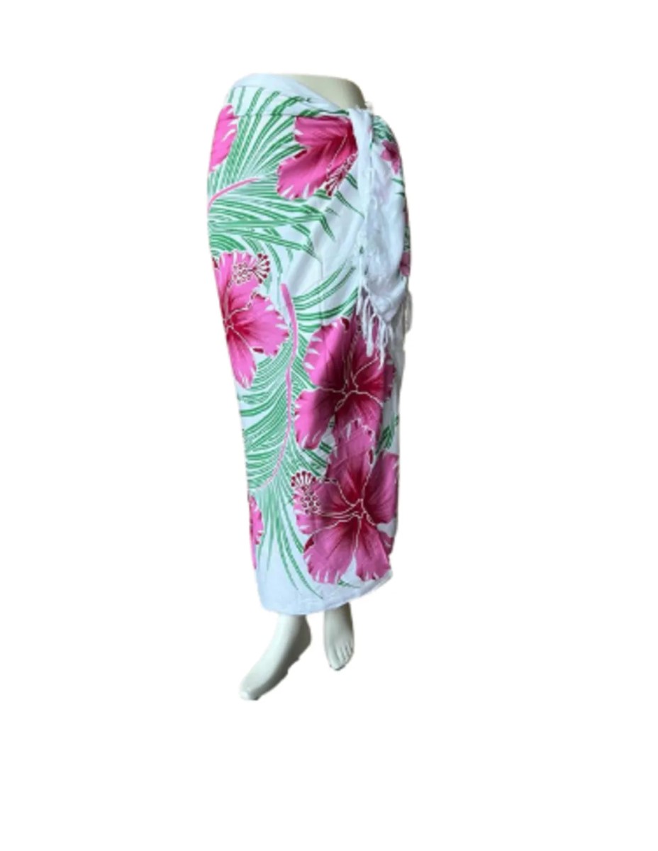 Sarong - 003 - Bloemen roze van Om Namaste - Pareo Saunadoek Wikkeljurk