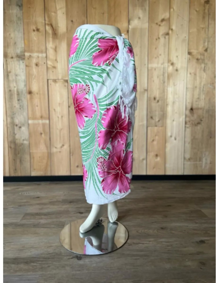 Sarong - 003 - Bloemen roze van Om Namaste - Pareo Saunadoek Wikkeljurk - Afbeelding 2