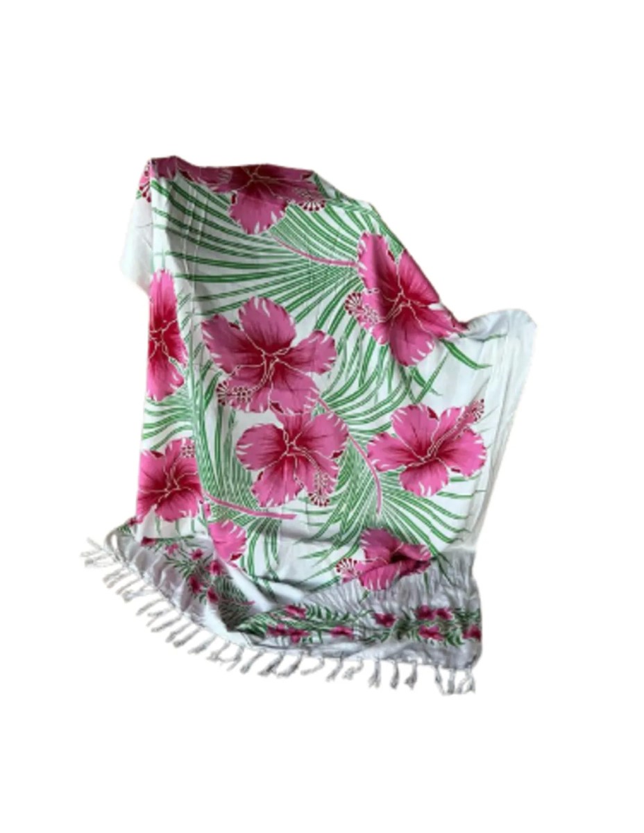 Sarong - 003 - Bloemen roze van Om Namaste - Pareo Saunadoek Wikkeljurk - Afbeelding 3