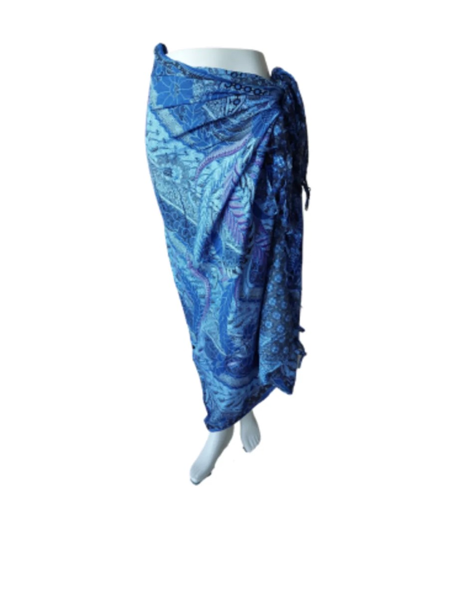 Sarong - 019 - Blauwe pracht van Om Namaste - Pareo Saunadoek Wikkeljurk