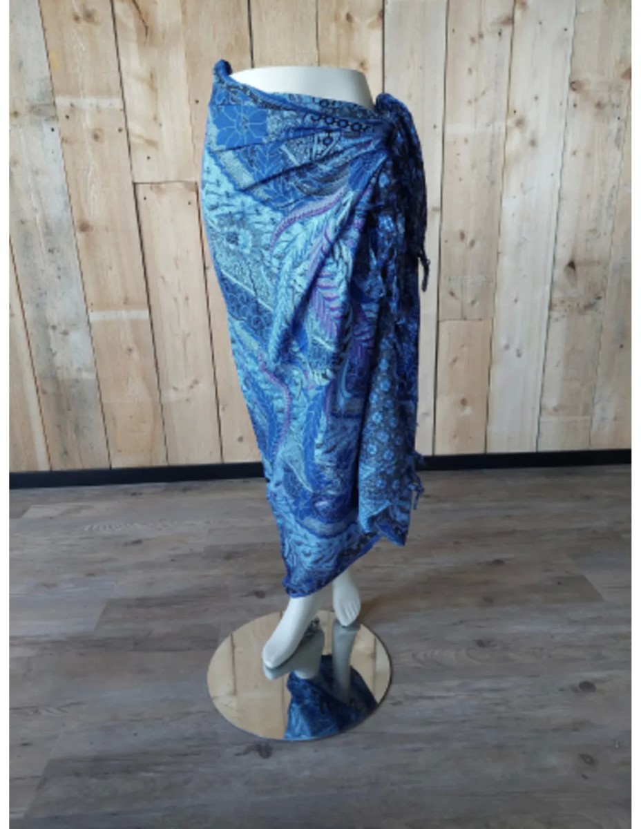 Sarong - 019 - Blauwe pracht van Om Namaste - Pareo Saunadoek Wikkeljurk - Afbeelding 2