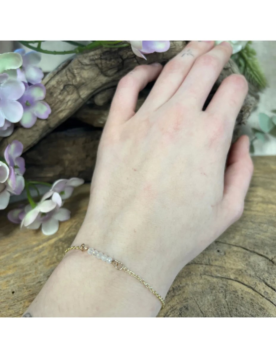 Maansteen regenboog spring style armband - Afbeelding 2