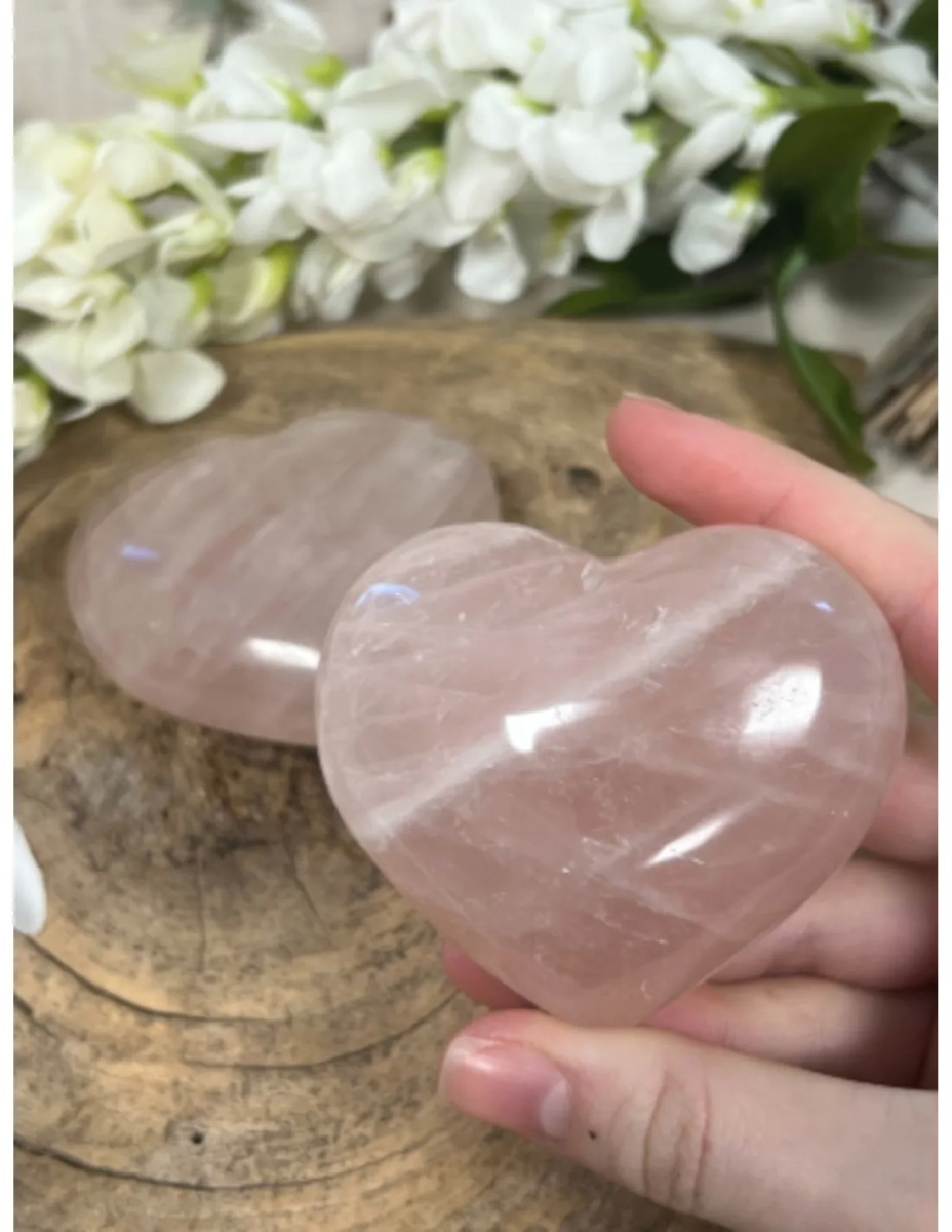 Roze kwarts edelsteen hart 200-250 gram - Afbeelding 2