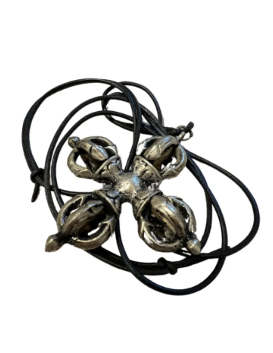 Vajra dubbele verzilverde hanger aan koord D12 - Afbeelding 3