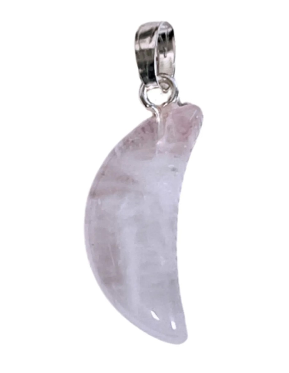 Roze kwarts edelsteen maanhanger 20 mm