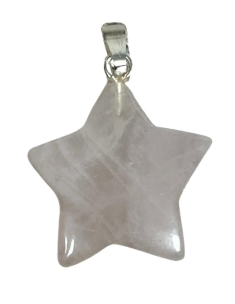 Roze kwarts edelsteen sterhanger 20 mm