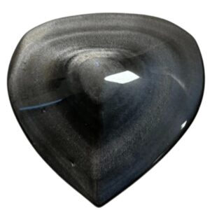 Obsidiaan zilver edelsteen hart ca. 6 cm