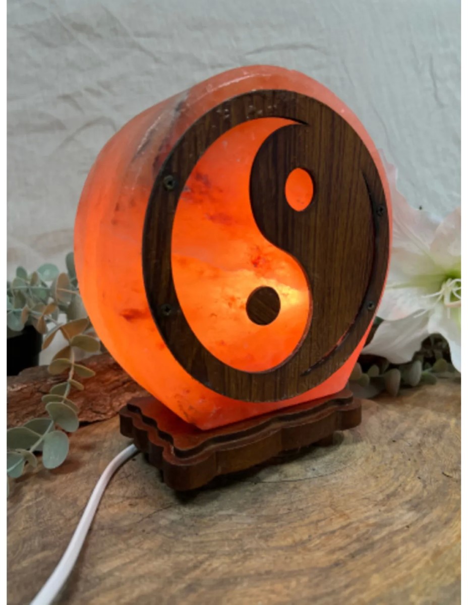 Zoutsteen lamp rond deco yin yang incl. elektra - Afbeelding 2
