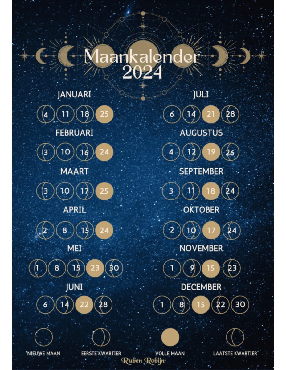 Maankalender poster 2024 - A3