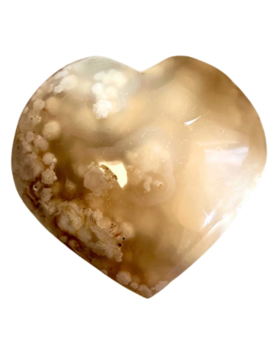 Agaat bloem edelsteen hart 300-350 gr.