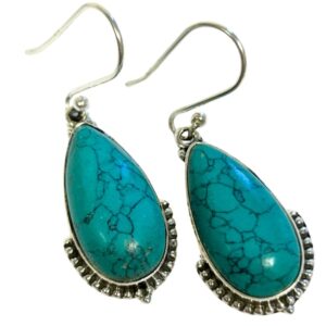 Turkoois zilveren design oorbellen druppel