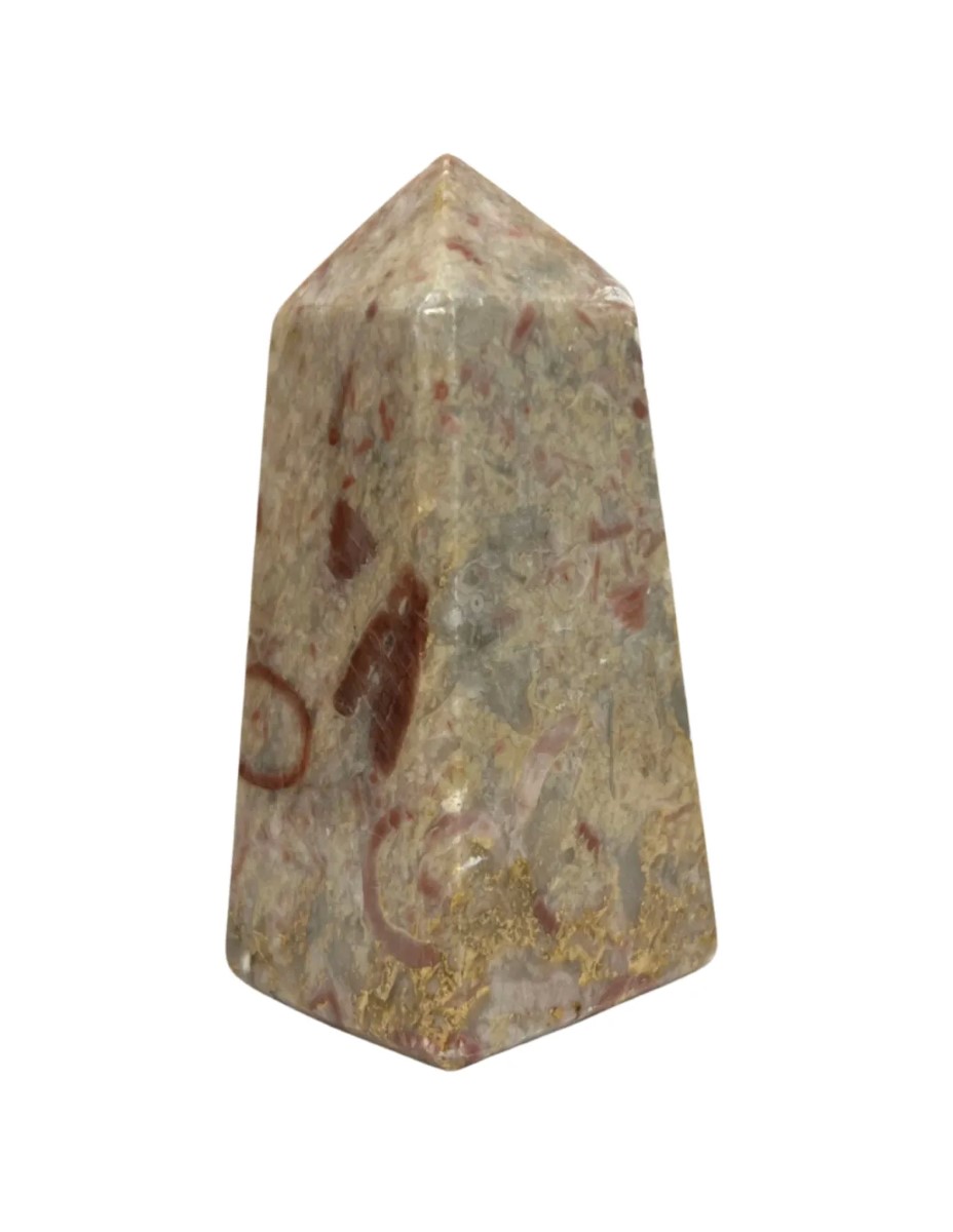 Calciet strawberry edelsteen obelisk nr.01