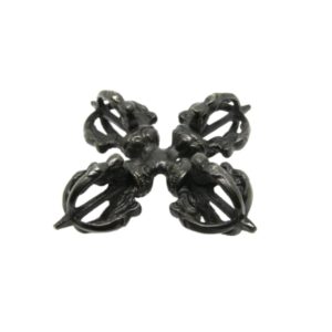 Dubbele dorje messing 8 cm - zwart