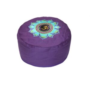 YogaStyles Symbolic Meditatiekussen Ohm met blauw Lotus op paars
