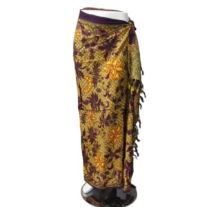 Om Namaste Sarong - 623 - Batik Pracht - Bordeaux & Geel